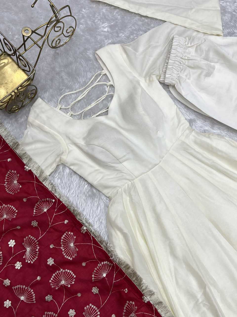 Ynf Vichitra Silk KESH504 45 Gowns Wedding Collections Festive Collections Wholesale Anarkali Gown Silk Gowns White Gown Manufacturer