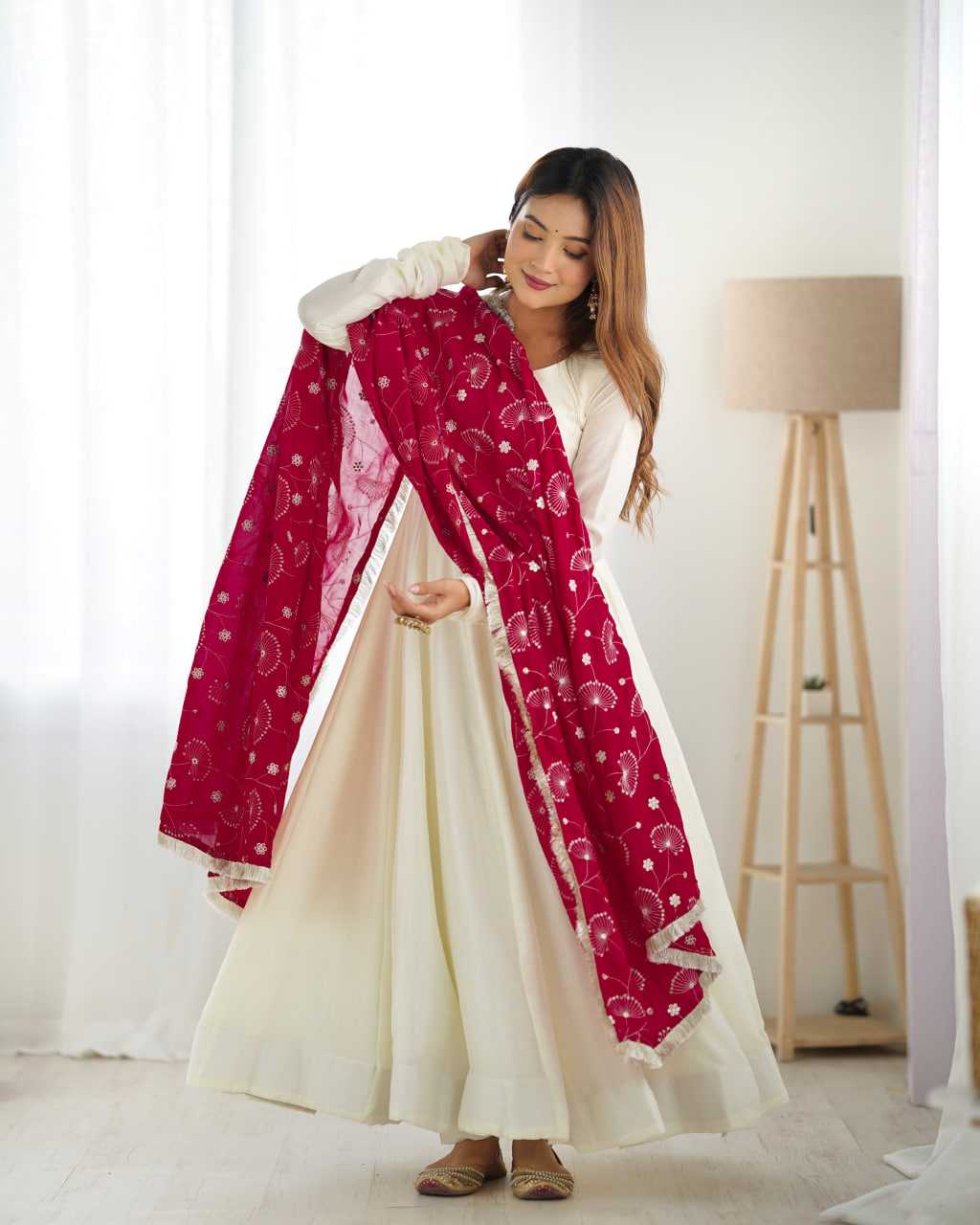 Ynf Vichitra Silk KESH504 45 Gowns Wedding Collections Festive Collections Wholesale Anarkali Gown Silk Gowns White Gown Manufacturer