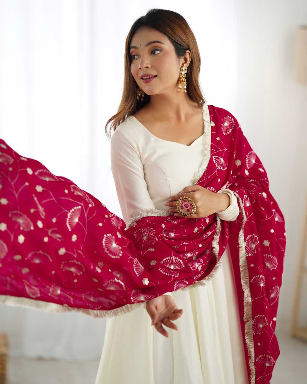 Ynf Vichitra Silk KESH504 45 Gowns Wedding Collections Festive Collections Wholesale Anarkali Gown Silk Gowns White Gown Manufacturer