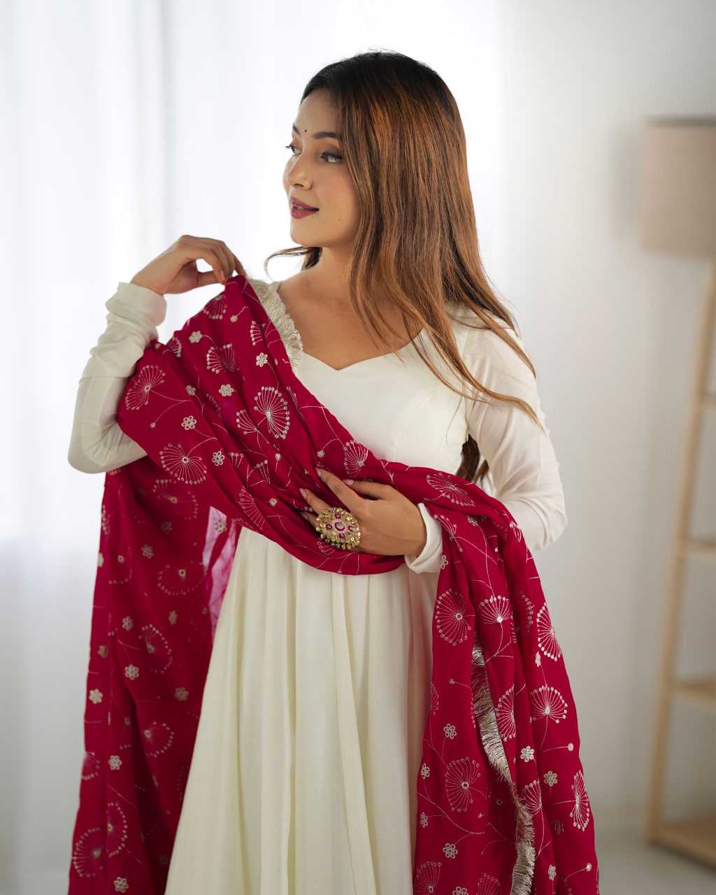 Ynf Vichitra Silk KESH504 45 Gowns Wedding Collections Festive Collections Wholesale Anarkali Gown Silk Gowns White Gown Manufacturer