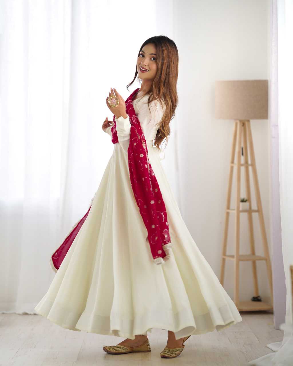 Ynf Vichitra Silk KESH504 45 Gowns Wedding Collections Festive Collections Wholesale Anarkali Gown Silk Gowns White Gown Manufacturer