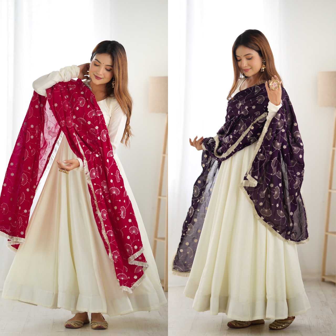 Ynf Vichitra Silk KESH504 45 Gowns Wedding Collections Festive Collections Wholesale Anarkali Gown Silk Gowns White Gown Manufacturer