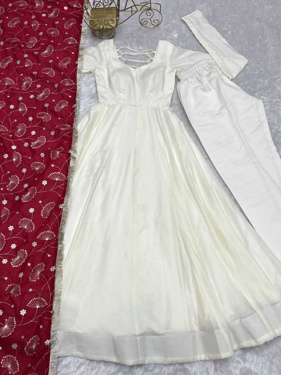 Ynf Vichitra Silk KESH504 45 Gowns Wedding Collections Festive Collections Wholesale Anarkali Gown Silk Gowns White Gown Manufacturer