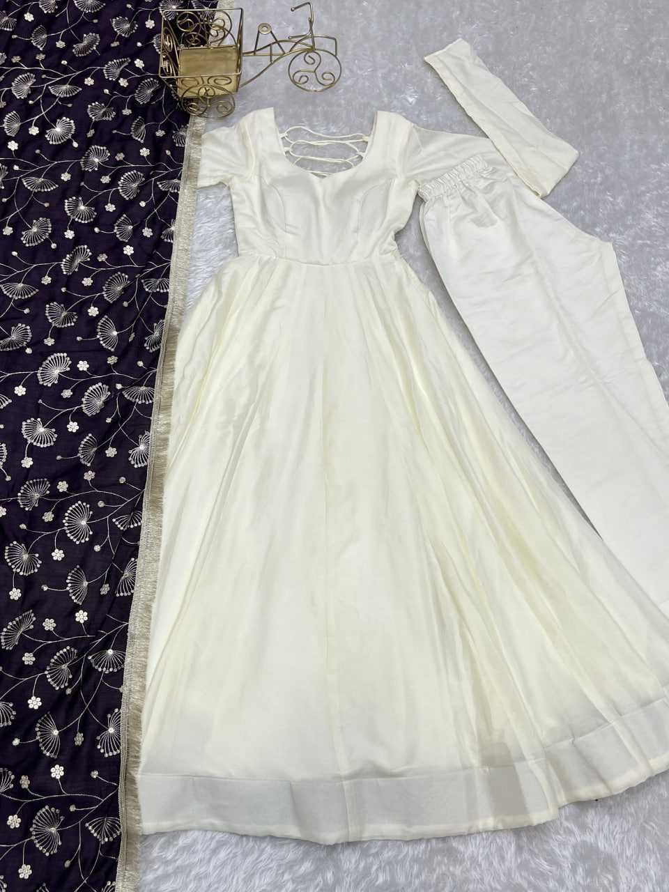 Ynf Vichitra Silk KESH504 45 Gowns Wedding Collections Festive Collections Wholesale Anarkali Gown Silk Gowns White Gown Manufacturer