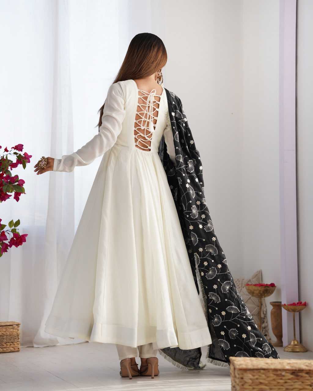 Ynf Vichitra Silk KESH504 45 Gowns Wedding Collections Festive Collections Wholesale Anarkali Gown Silk Gowns White Gown Manufacturer