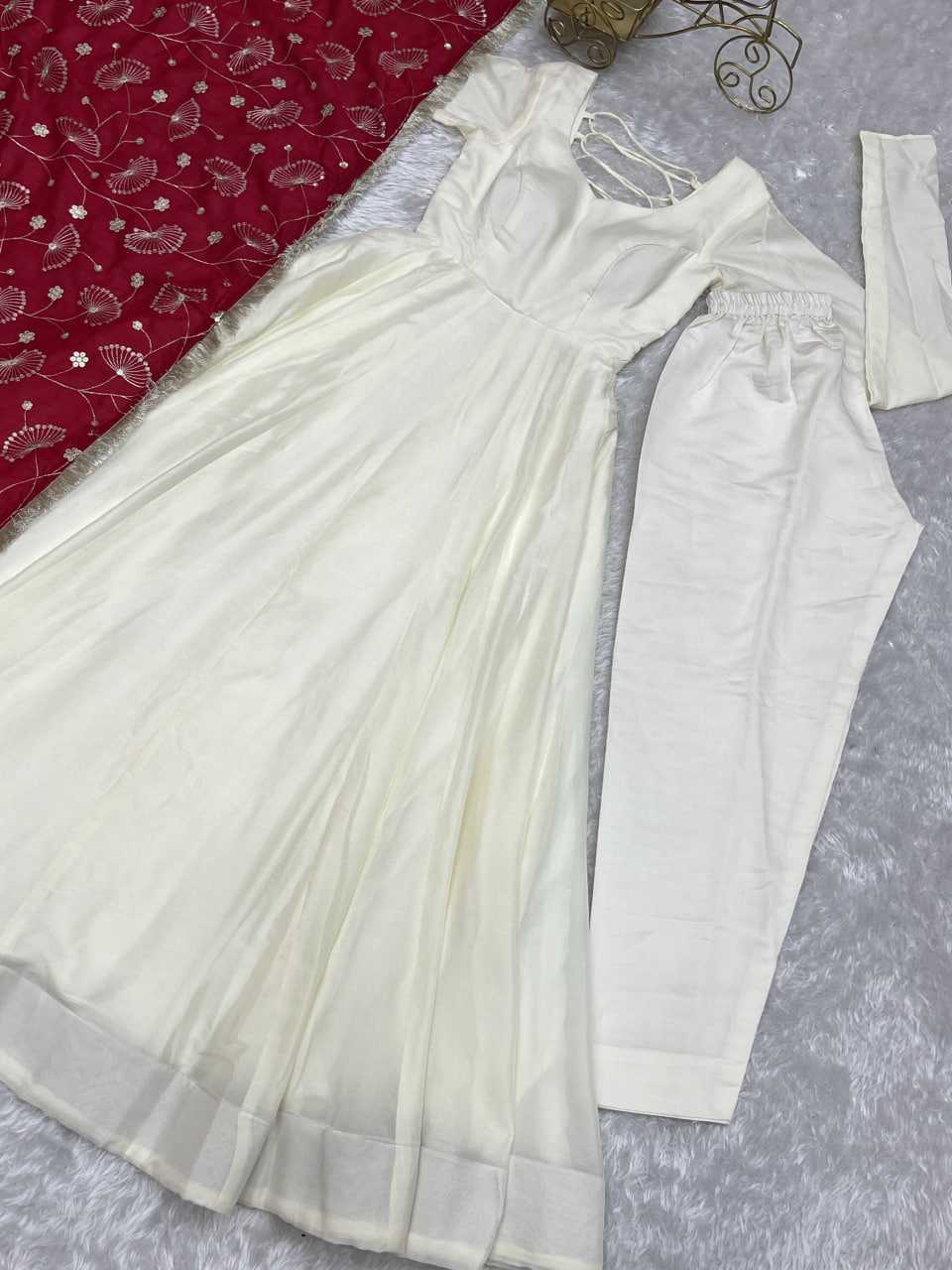 Ynf Vichitra Silk KESH504 45 Gowns Wedding Collections Festive Collections Wholesale Anarkali Gown Silk Gowns White Gown Manufacturer