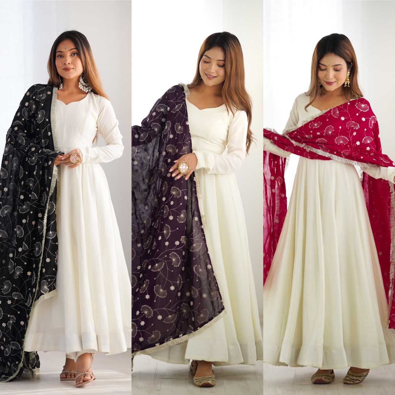 Ynf Vichitra Silk KESH504 45 Gowns Wedding Collections Festive Collections Wholesale Anarkali Gown Silk Gowns White Gown Manufacturer