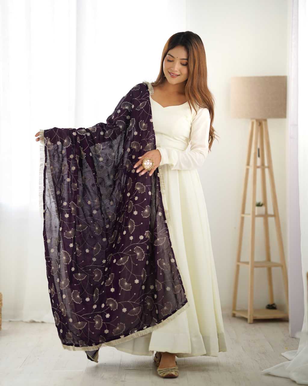 Ynf Vichitra Silk KESH504 45 Gowns Wedding Collections Festive Collections Wholesale Anarkali Gown Silk Gowns White Gown Manufacturer