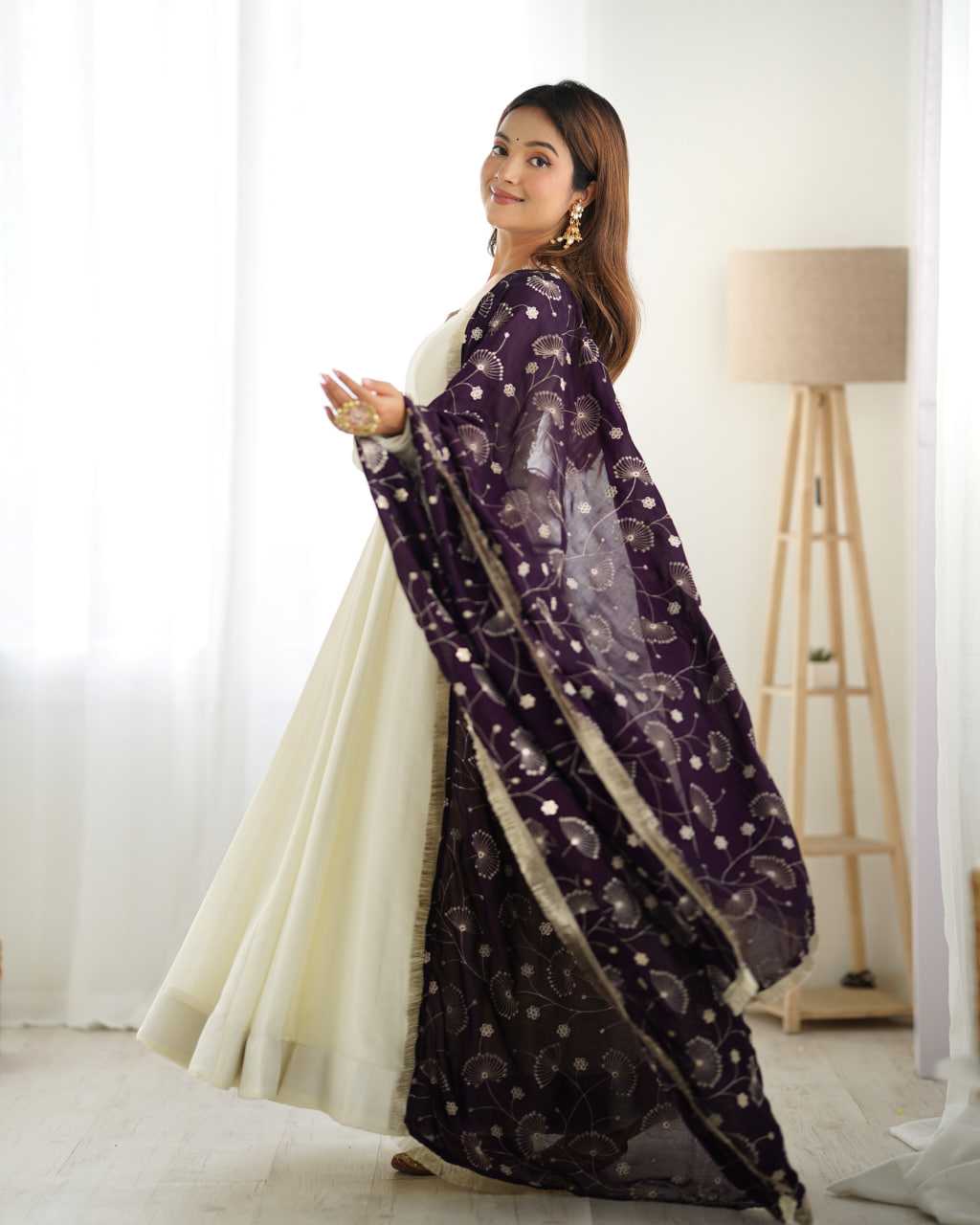 Ynf Vichitra Silk KESH504 45 Gowns Wedding Collections Festive Collections Wholesale Anarkali Gown Silk Gowns White Gown Manufacturer
