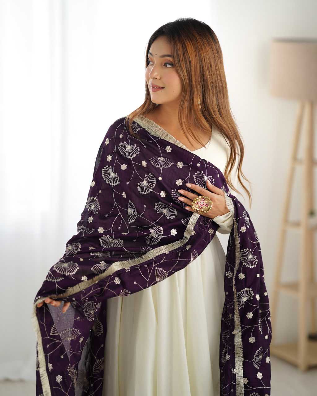 Ynf Vichitra Silk KESH504 45 Gowns Wedding Collections Festive Collections Wholesale Anarkali Gown Silk Gowns White Gown Manufacturer