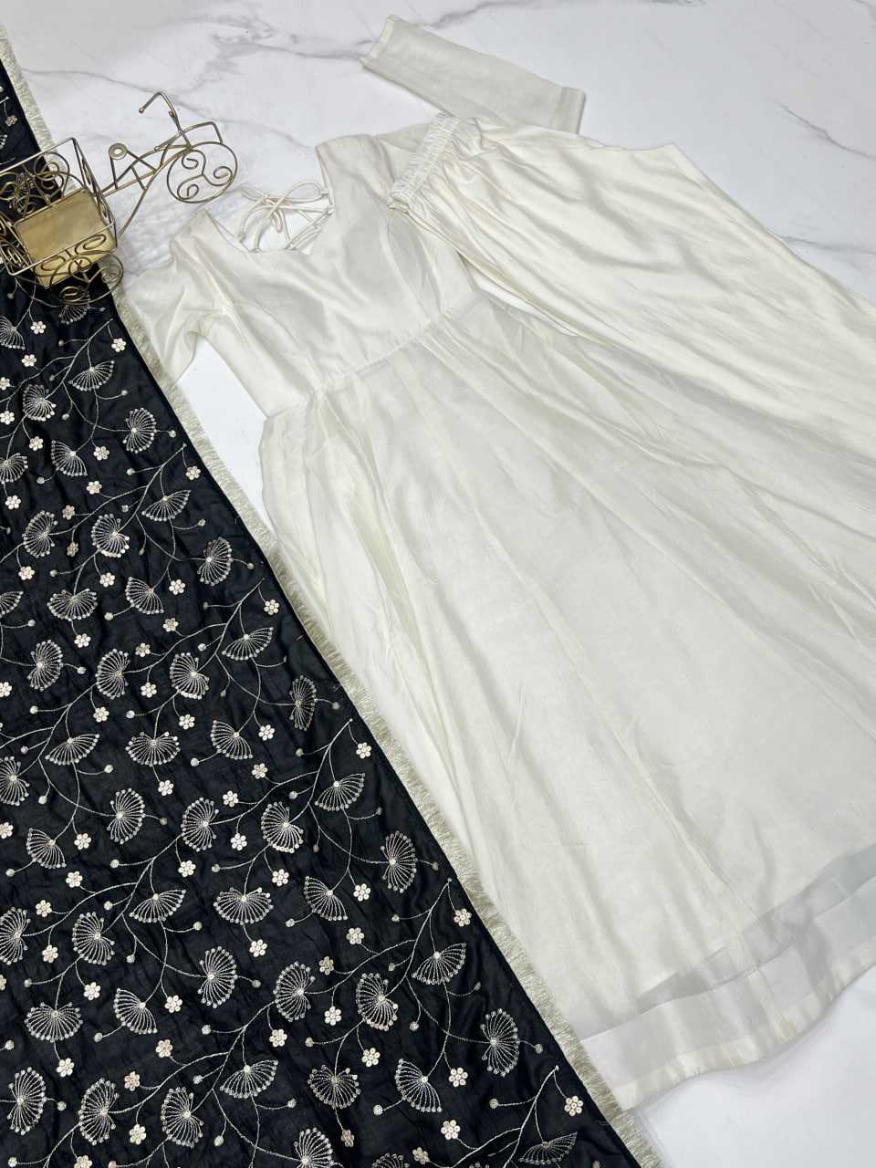 Ynf Vichitra Silk KESH504 45 Gowns Wedding Collections Festive Collections Wholesale Anarkali Gown Silk Gowns White Gown Manufacturer