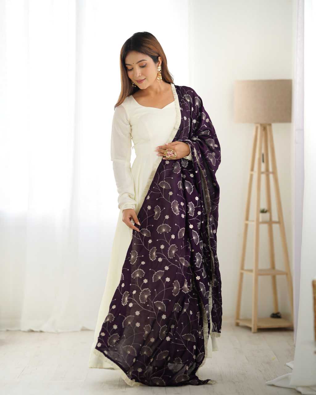 Ynf Vichitra Silk KESH504 45 Gowns Wedding Collections Festive Collections Wholesale Anarkali Gown Silk Gowns White Gown Manufacturer