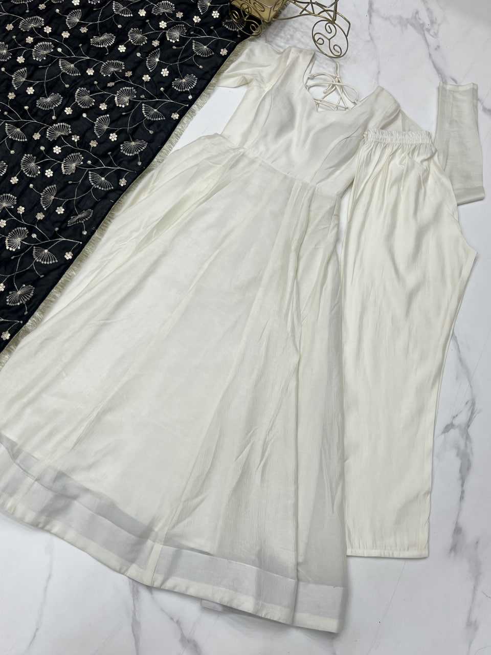 Ynf Vichitra Silk KESH504 45 Gowns Wedding Collections Festive Collections Wholesale Anarkali Gown Silk Gowns White Gown Manufacturer