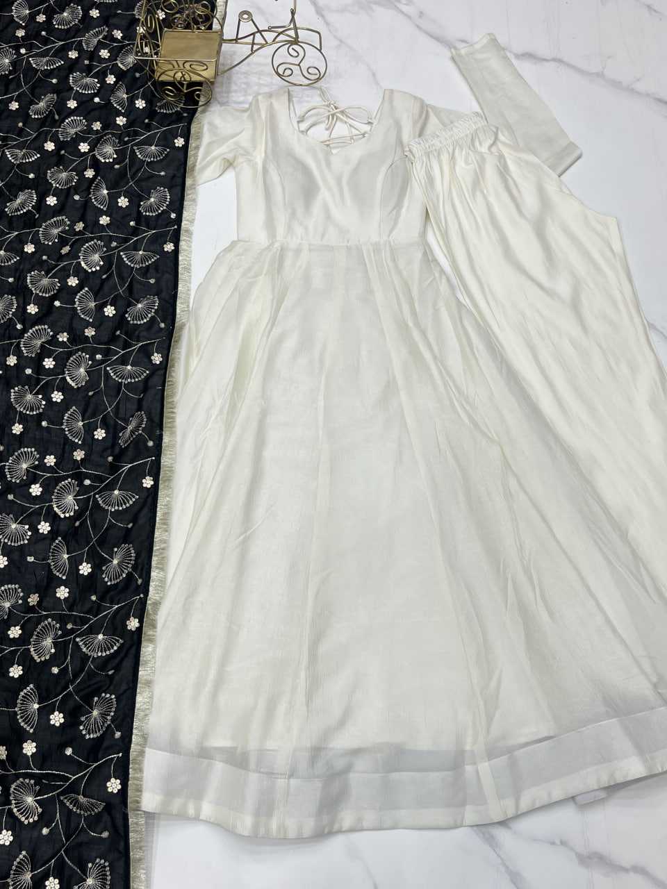 Ynf Vichitra Silk KESH504 45 Gowns Wedding Collections Festive Collections Wholesale Anarkali Gown Silk Gowns White Gown Manufacturer