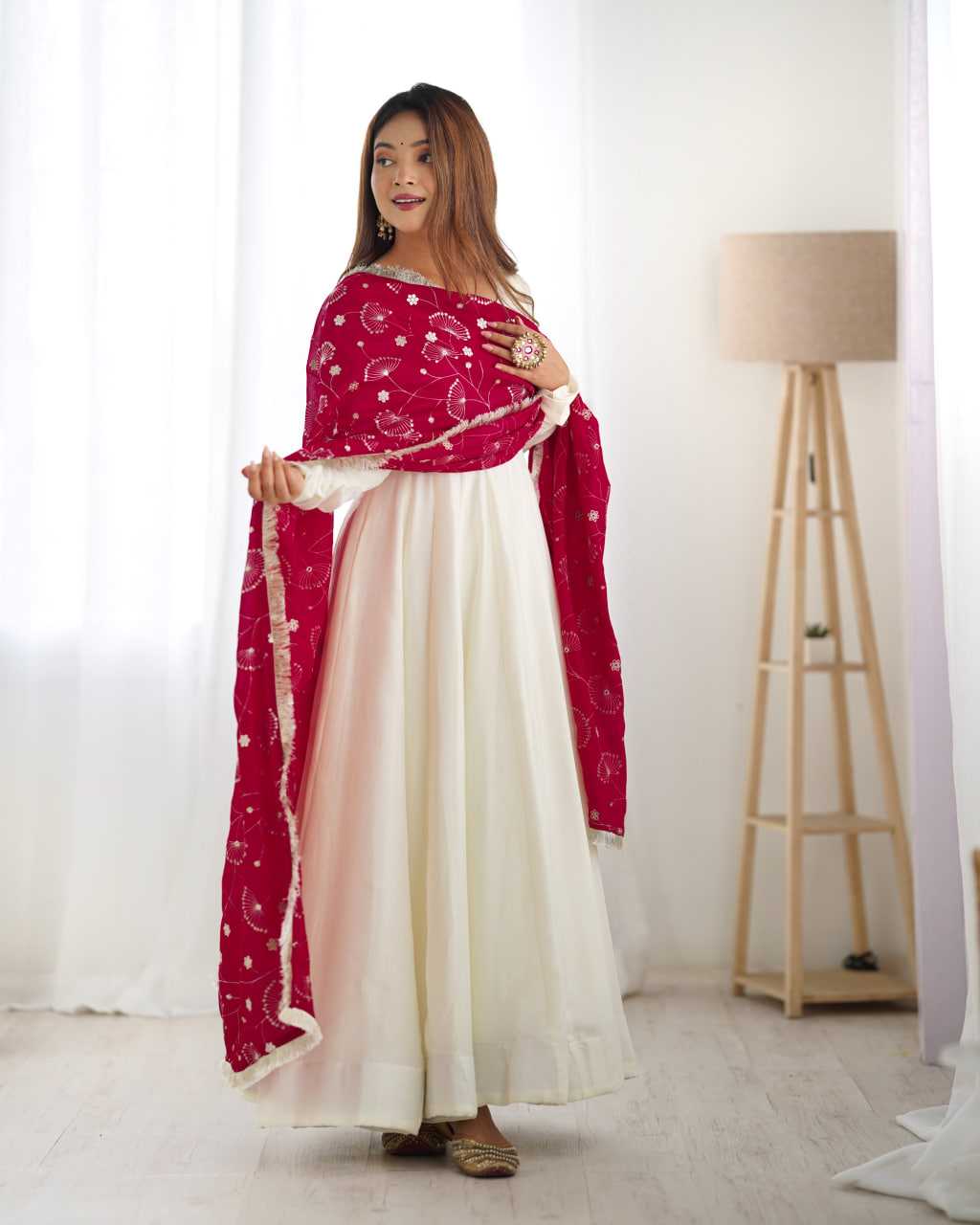 Ynf Vichitra Silk KESH504 45 Gowns Wedding Collections Festive Collections Wholesale Anarkali Gown Silk Gowns White Gown Manufacturer