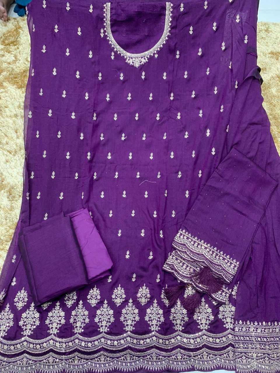 Ynf Vichitra Silk KESH504 66931 Suits & Dresses Wedding Collections Festive Collections Wholesale Ladies Silk Suit Semi Stitched Suits Embroidered Suits Manufacturer
