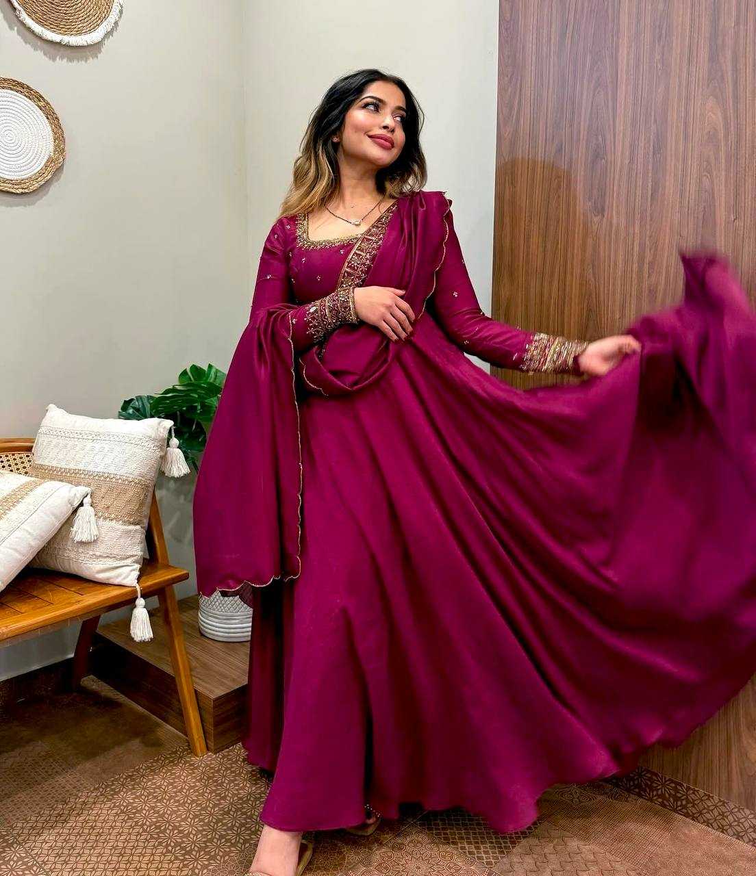 Ynf Vichitra Silk KESH506 114 Gowns Wedding Collections Festive Collections Wholesale Embroidery Gowns Silk Gowns Sequin Gowns Manufacturer