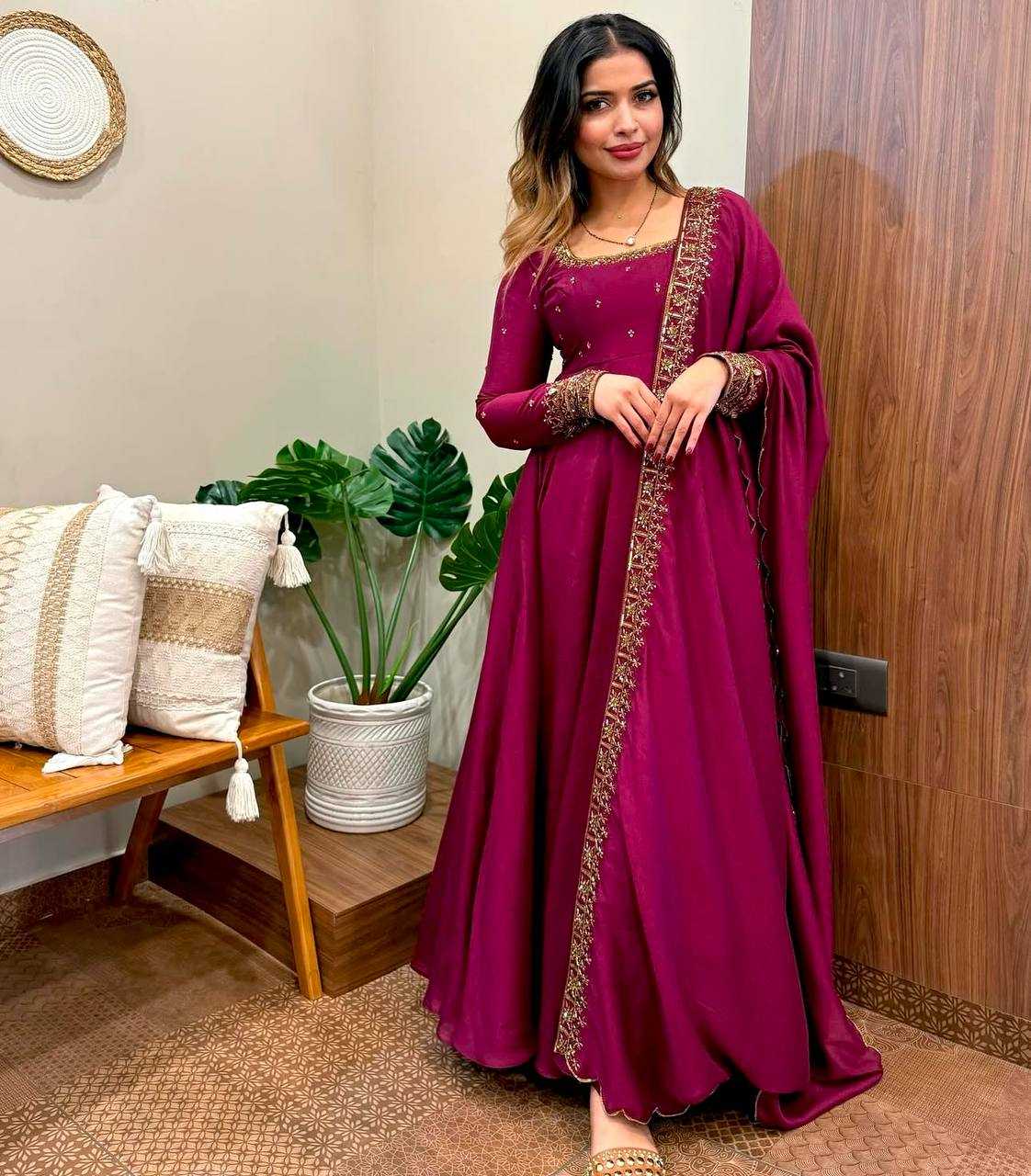 Ynf Vichitra Silk KESH506 114 Gowns Wedding Collections Festive Collections Wholesale Embroidery Gowns Silk Gowns Sequin Gowns Manufacturer