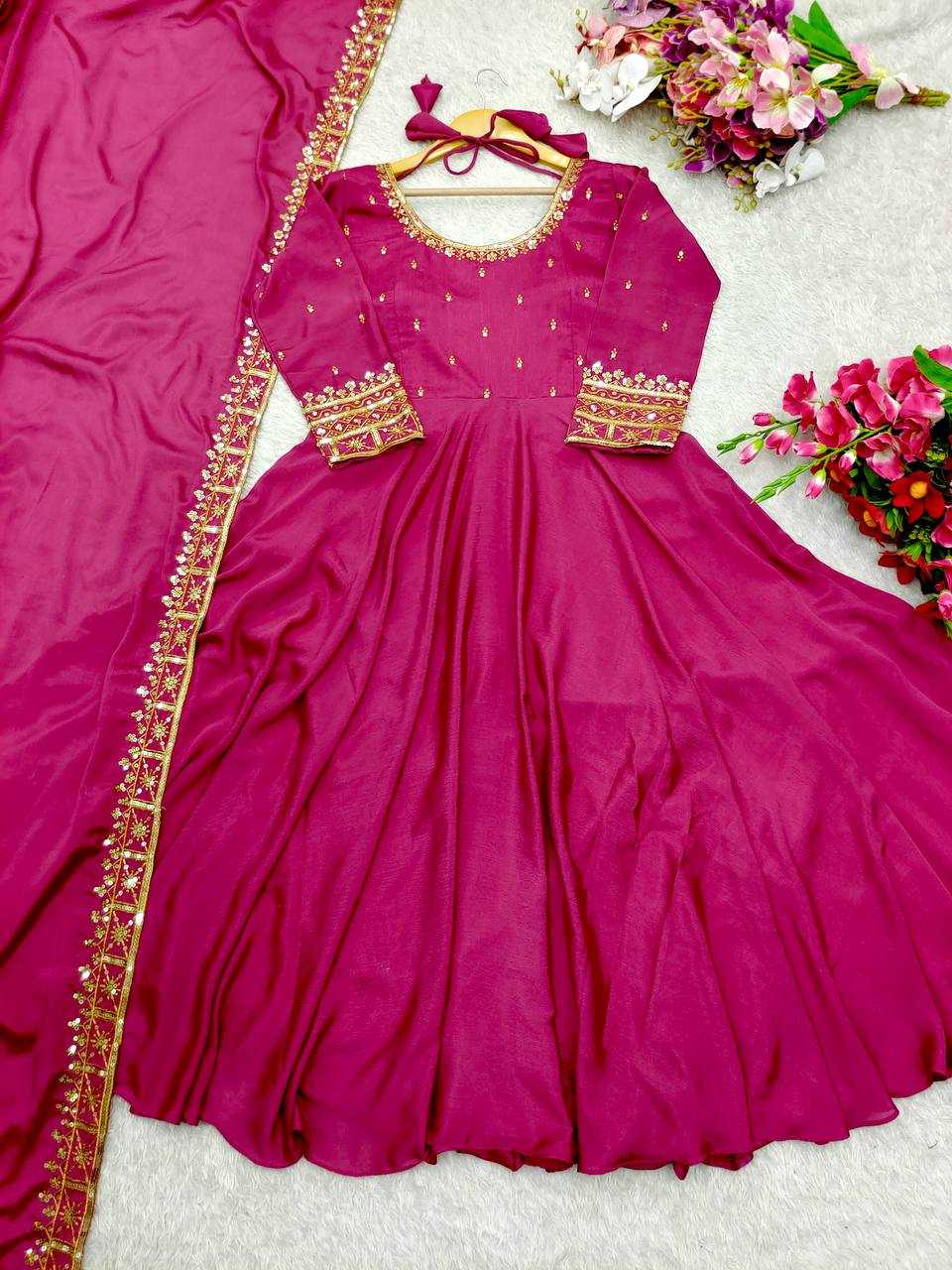 Ynf Vichitra Silk KESH506 114 Gowns Wedding Collections Festive Collections Wholesale Embroidery Gowns Silk Gowns Sequin Gowns Manufacturer