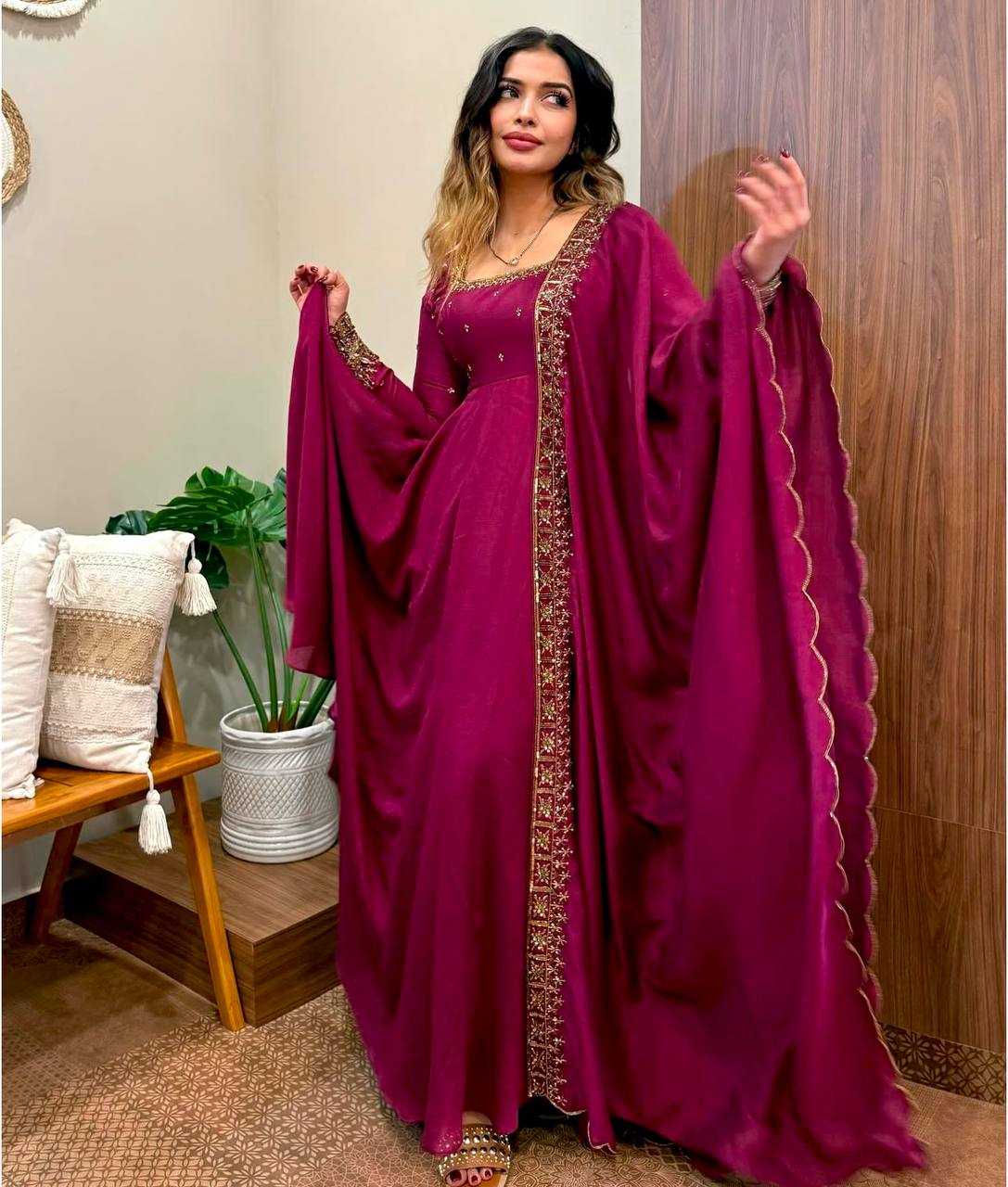 Ynf Vichitra Silk KESH506 114 Gowns Wedding Collections Festive Collections Wholesale Embroidery Gowns Silk Gowns Sequin Gowns Manufacturer