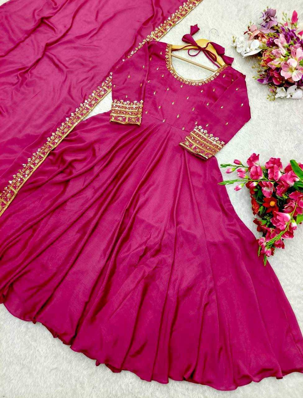 Ynf Vichitra Silk KESH506 114 Gowns Wedding Collections Festive Collections Wholesale Embroidery Gowns Silk Gowns Sequin Gowns Manufacturer