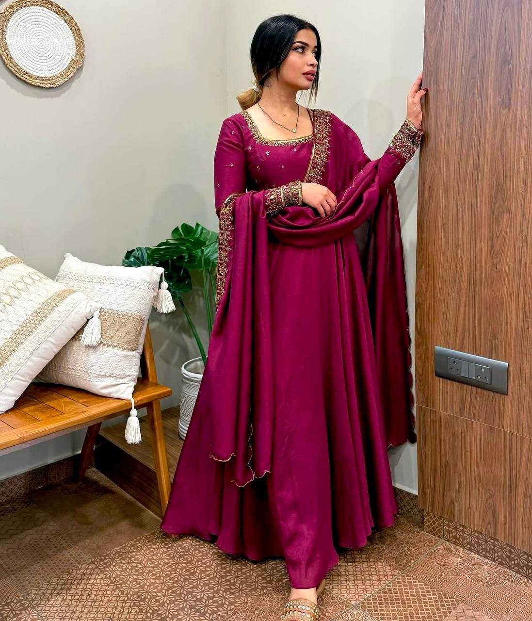 Ynf Vichitra Silk KESH506 114 Gowns Wedding Collections Festive Collections Wholesale Embroidery Gowns Silk Gowns Sequin Gowns Manufacturer