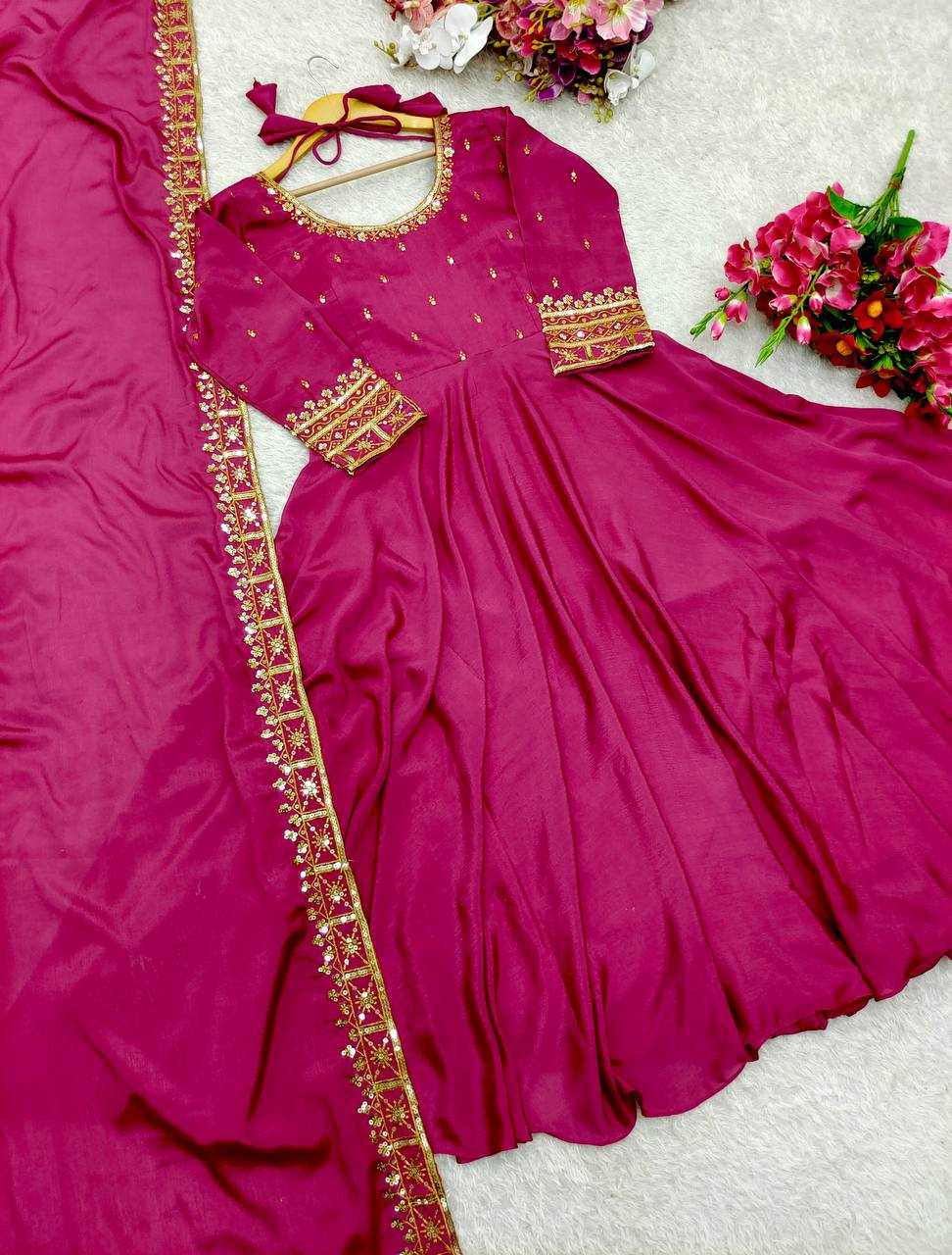 Ynf Vichitra Silk KESH506 114 Gowns Wedding Collections Festive Collections Wholesale Embroidery Gowns Silk Gowns Sequin Gowns Manufacturer