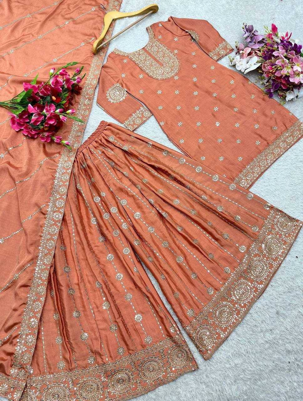 Ynf Vichitra Silk KESH506 1161 Suits & Dresses Wedding Collections Festive Collections Wholesale Sharara Salwar Suits Embroidery Suits Ladies Silk Suit Manufacturer