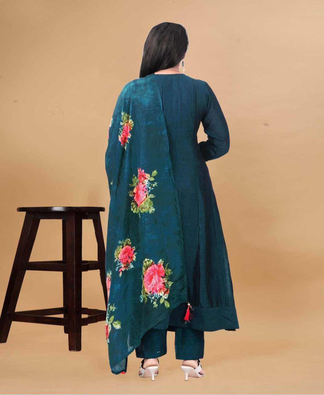 Ynf Vichitra Silk KESH507 TEAL VICHITRA Suits & Dresses Wedding Collections Festive Collections Wholesale Ladies Silk Suit Anarkali Suits Wedding Outfits Manufacturer