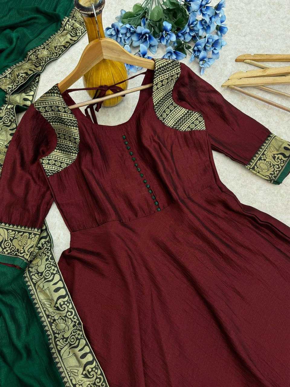 Ynf Vichitra Silk KESH510 1113 Gowns Plus Size Collections Wholesale Fancy Gowns Manufacturer