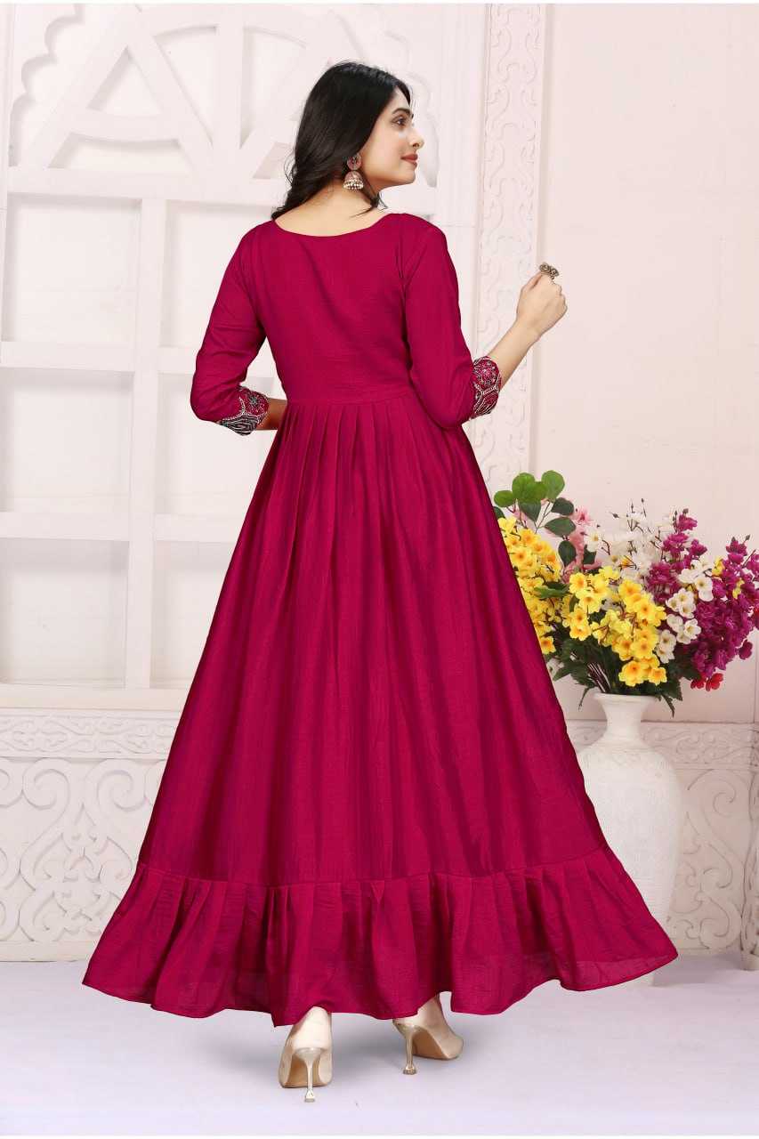Ynf Vichitra Silk RIN131 002 Gowns Wholesale Embroidery Gowns Anarkali Gown Long Gowns Manufacturer