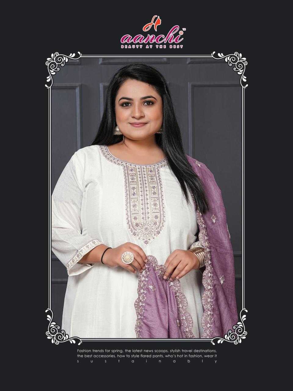 Ynf Vichitra Silk RIN190 AANCHI-PLUS VANILLA Setwise Collections Wholesale Gowns Catalogs Manufacturer
