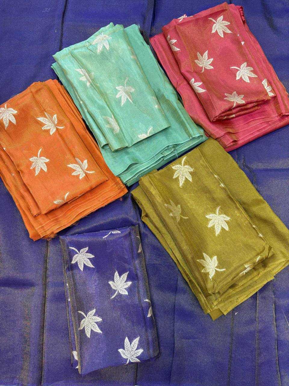 Ynf Viscose RIN124 Leaf Viscose tissue Sarees Wholesale Party Wear Sarees Fancy Sarees Plain Sarees Manufacturer
