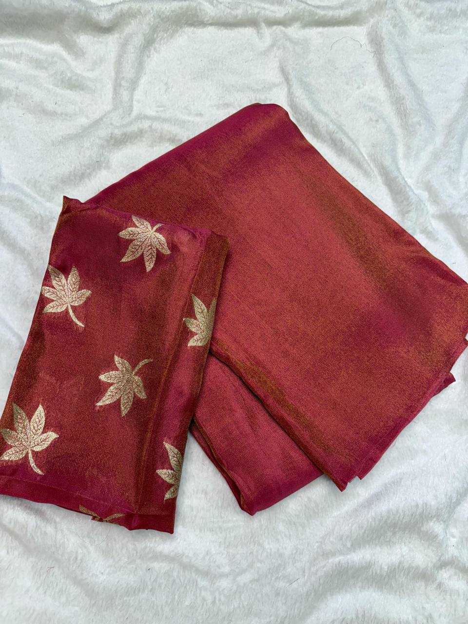 Ynf Viscose RIN124 Leaf Viscose tissue Sarees Wholesale Party Wear Sarees Fancy Sarees Plain Sarees Manufacturer