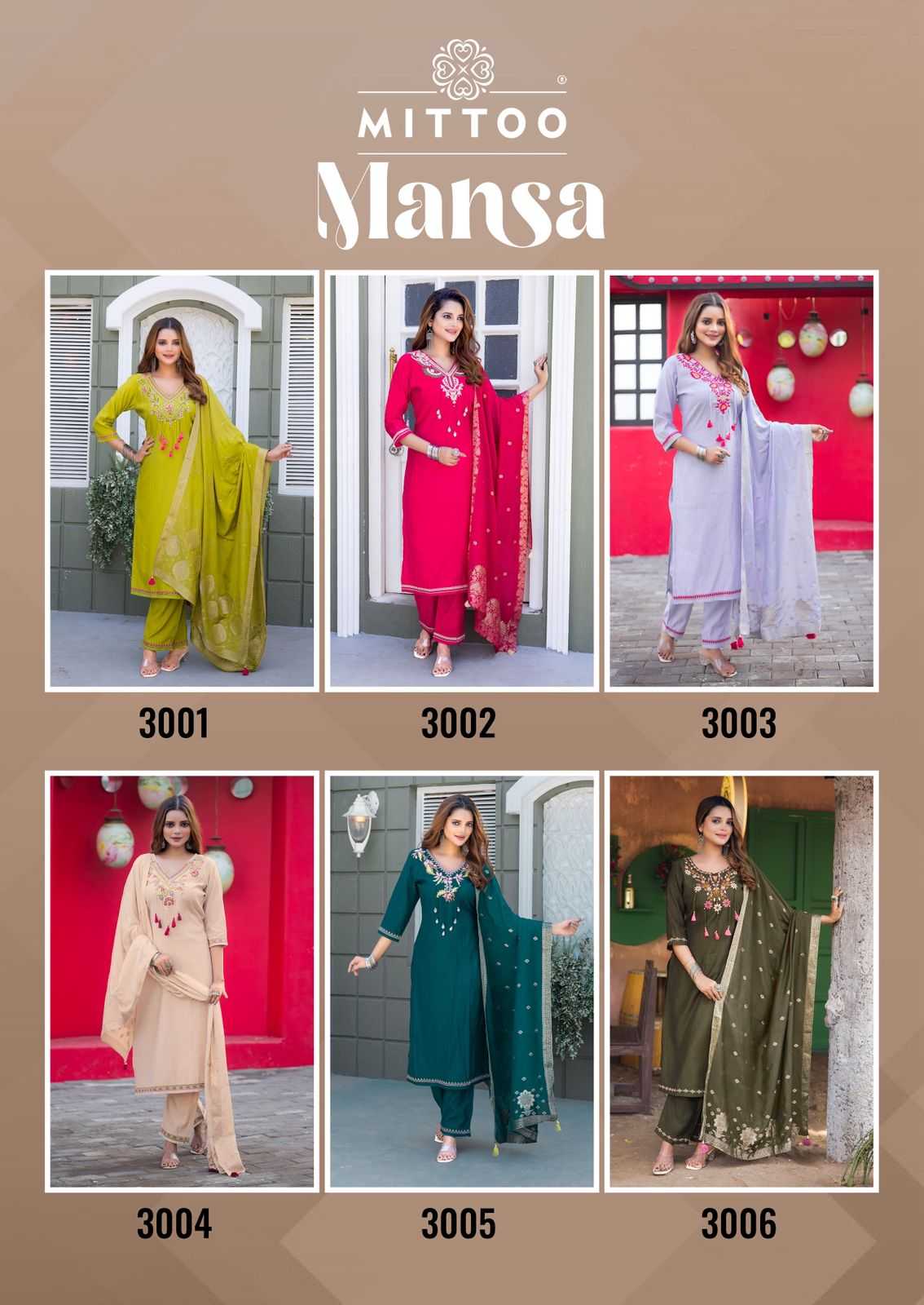 Ynf Viscose RIN190 MITTOO-Mansa Setwise Collections Wholesale Dresses & Suits Catalogs Manufacturer