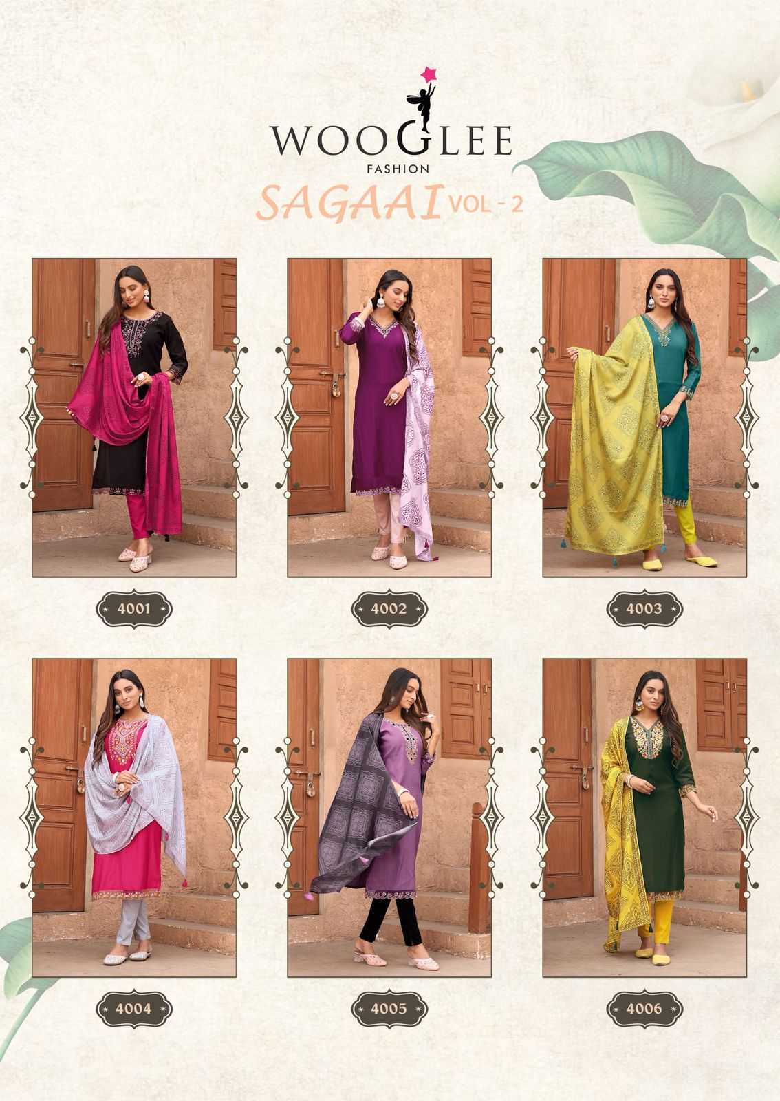 Ynf Viscose RIN190 WOOGLEE-Sagaai Vol Setwise Collections Wholesale Dresses & Suits Catalogs Manufacturer
