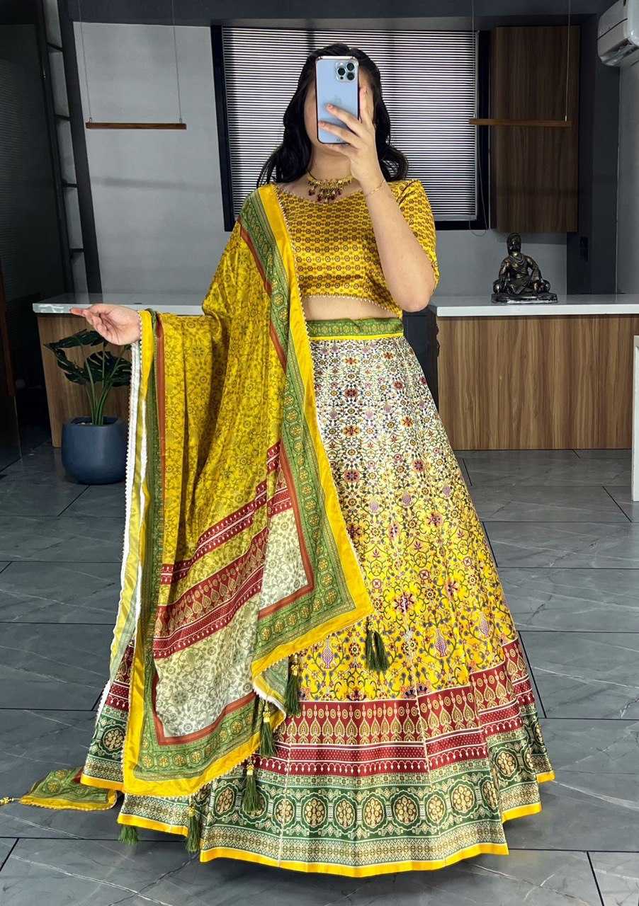 Ynf Art Silk RIN119 6134 Lehengas Wedding Collections Festive Collections Wholesale Silk Lehenga Printed Lehenga Gota Patti Lehenga Manufacturer