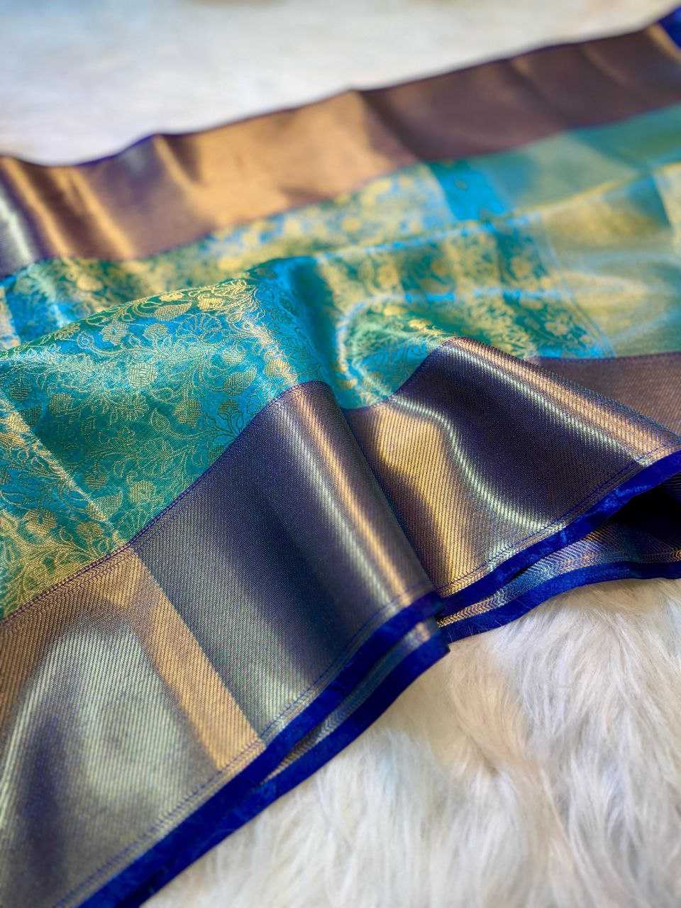 Ynf Banana Silk KESH525 BLUE FLOWERS Silk Sarees Wholesale Banarasi Silk Sarees Manufacturer