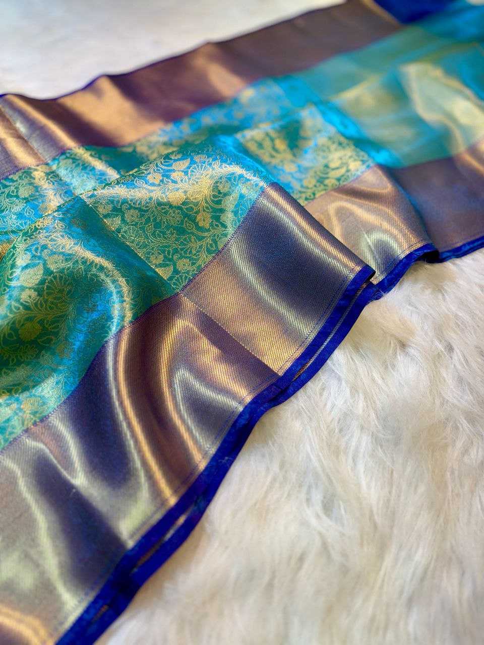 Ynf Banana Silk KESH525 BLUE FLOWERS Silk Sarees Wholesale Banarasi Silk Sarees Manufacturer