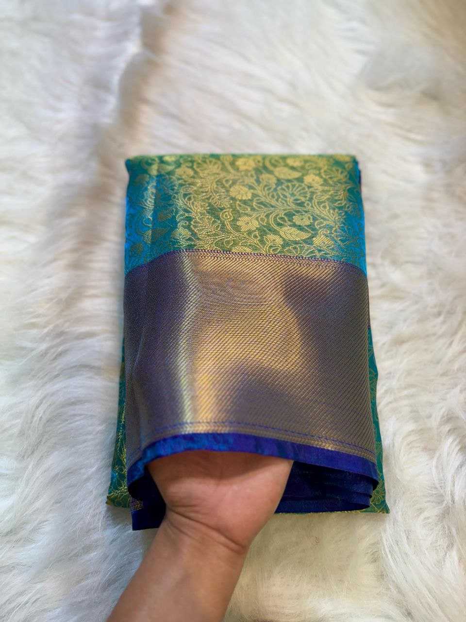 Ynf Banana Silk KESH525 BLUE FLOWERS Silk Sarees Wholesale Banarasi Silk Sarees Manufacturer