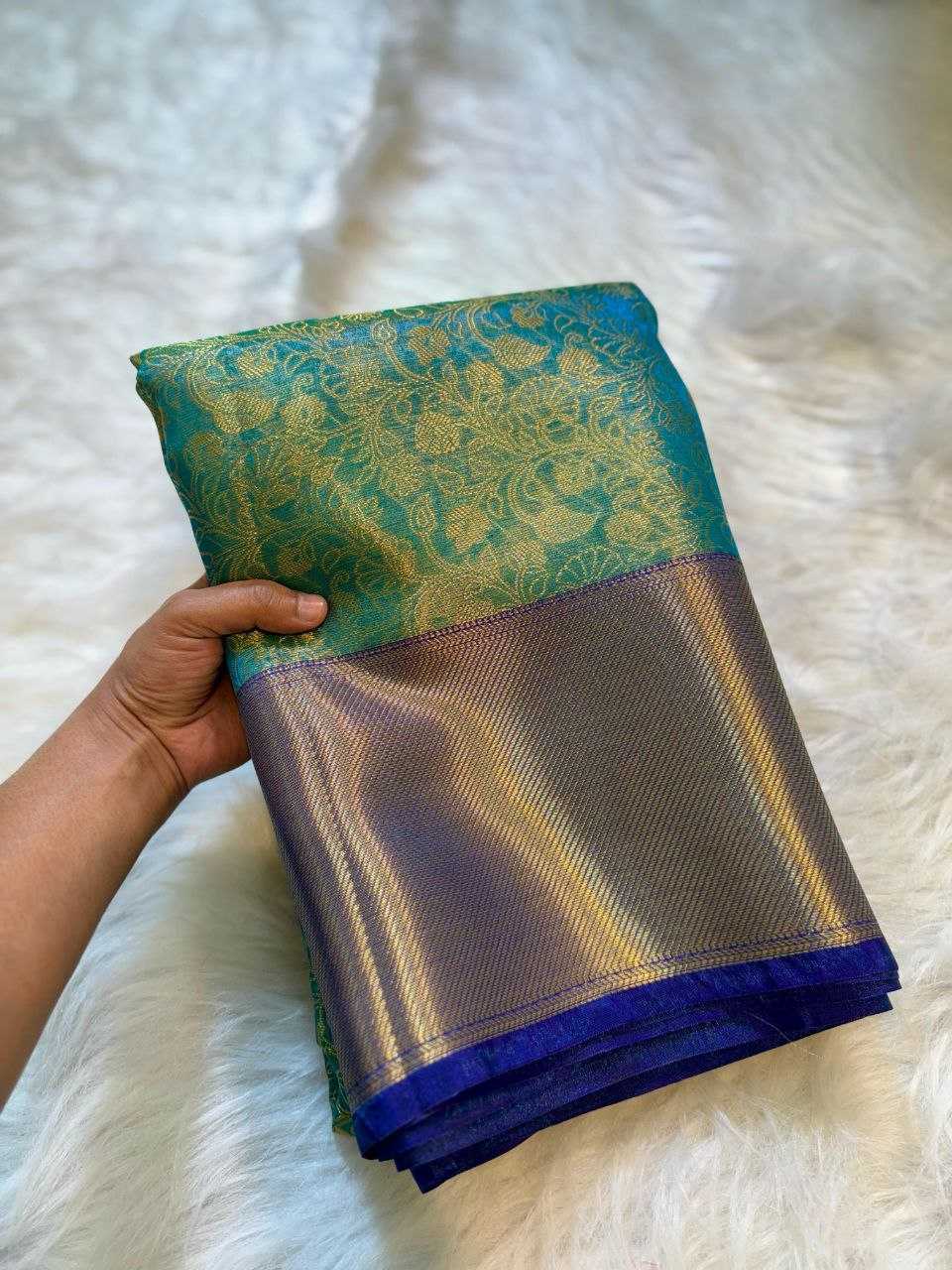 Ynf Banana Silk KESH525 BLUE FLOWERS Silk Sarees Wholesale Banarasi Silk Sarees Manufacturer