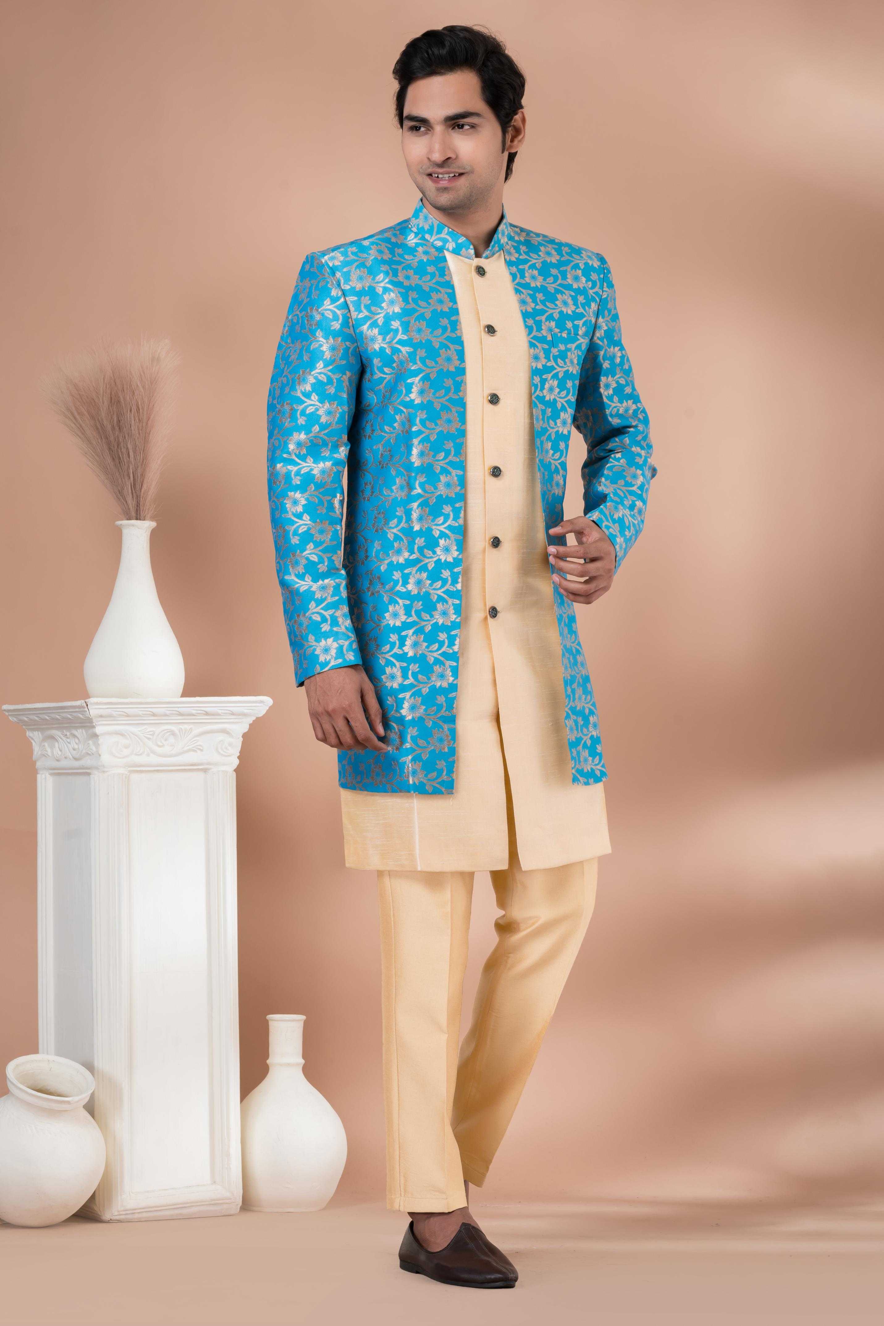 Ynf Banarasi Jacquard RIN223 1704 Mens Wear Wholesale Kurta Set with Jacket Designer Ethnic Set Indo Western Manufacturer