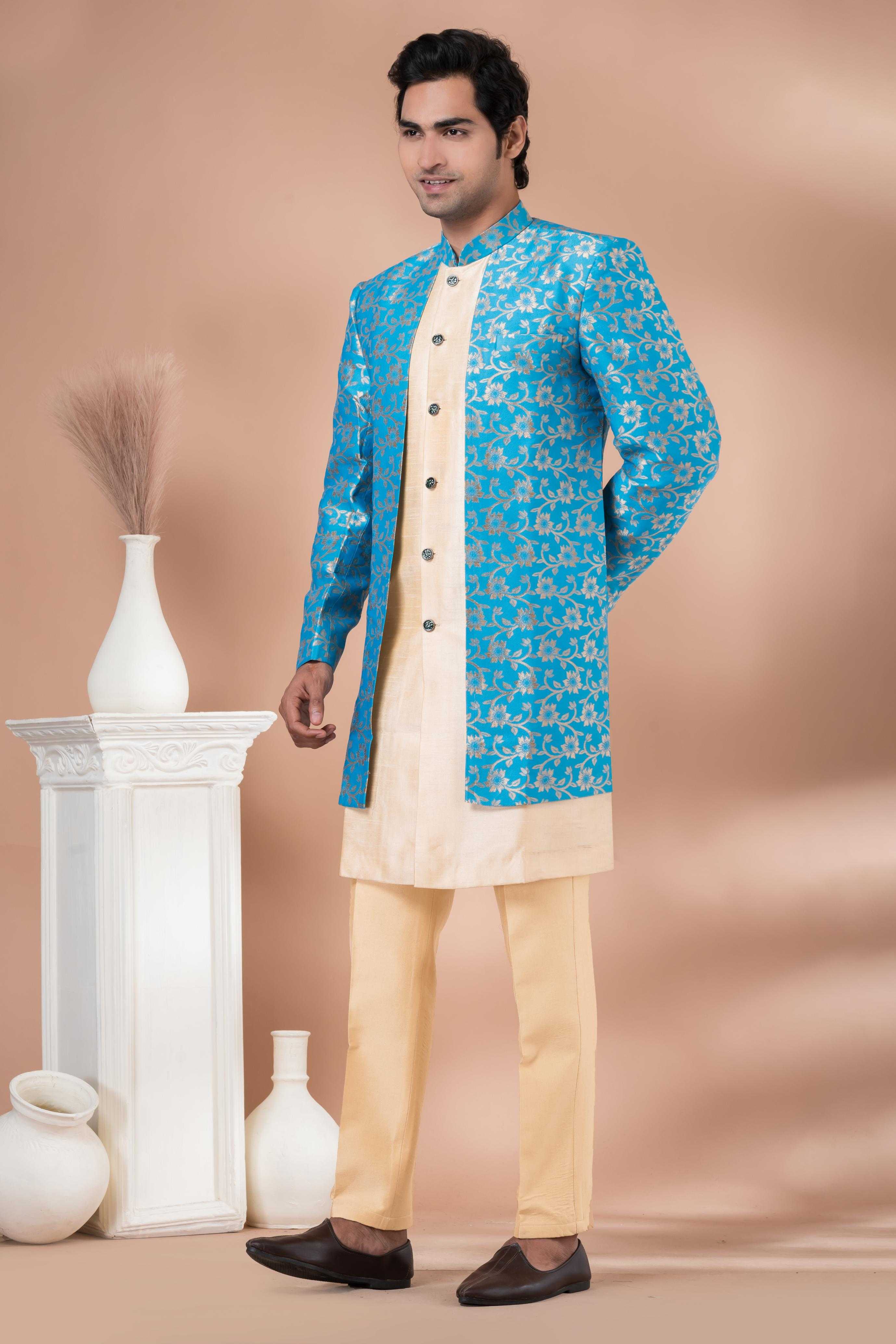 Ynf Banarasi Jacquard RIN223 1704 Mens Wear Wholesale Kurta Set with Jacket Designer Ethnic Set Indo Western Manufacturer