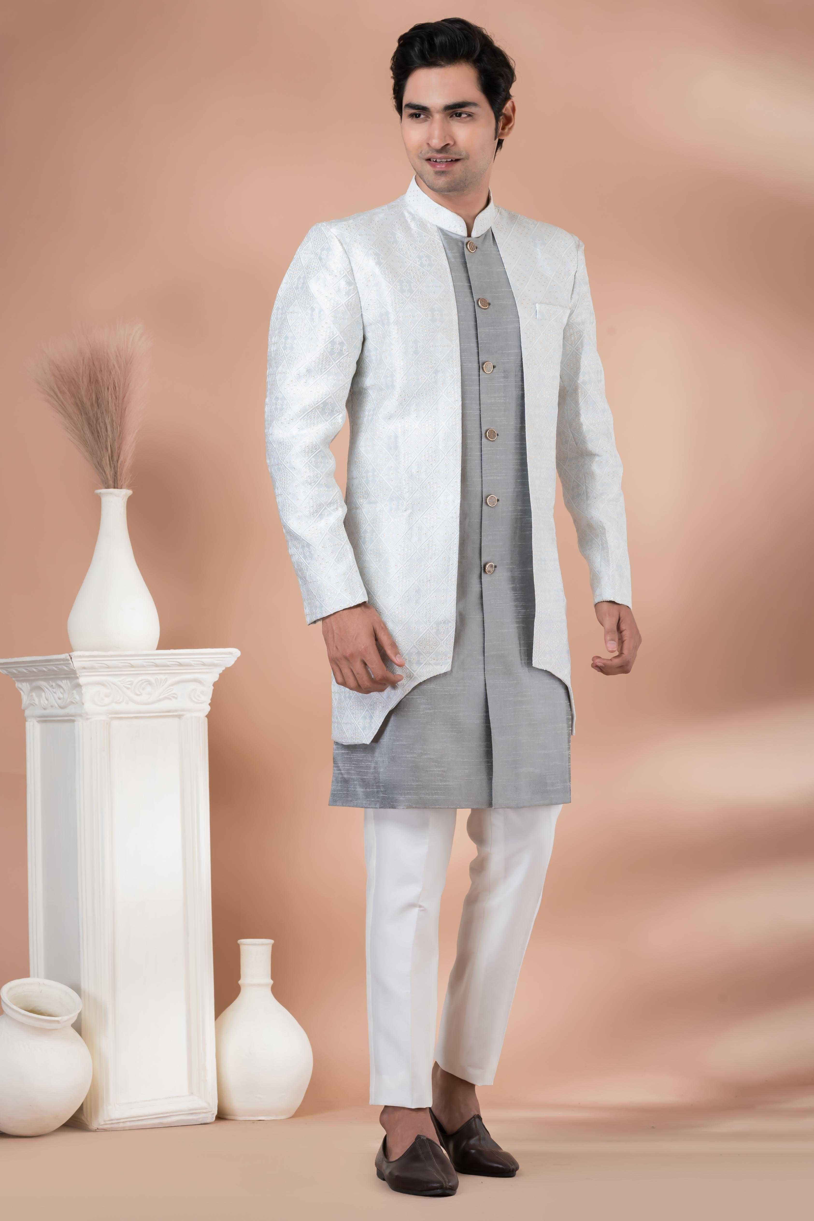Ynf Banarasi Jacquard RIN223 1705 Mens Wear Wholesale Kurta Set with Jacket Designer Ethnic Set Indo Western Manufacturer