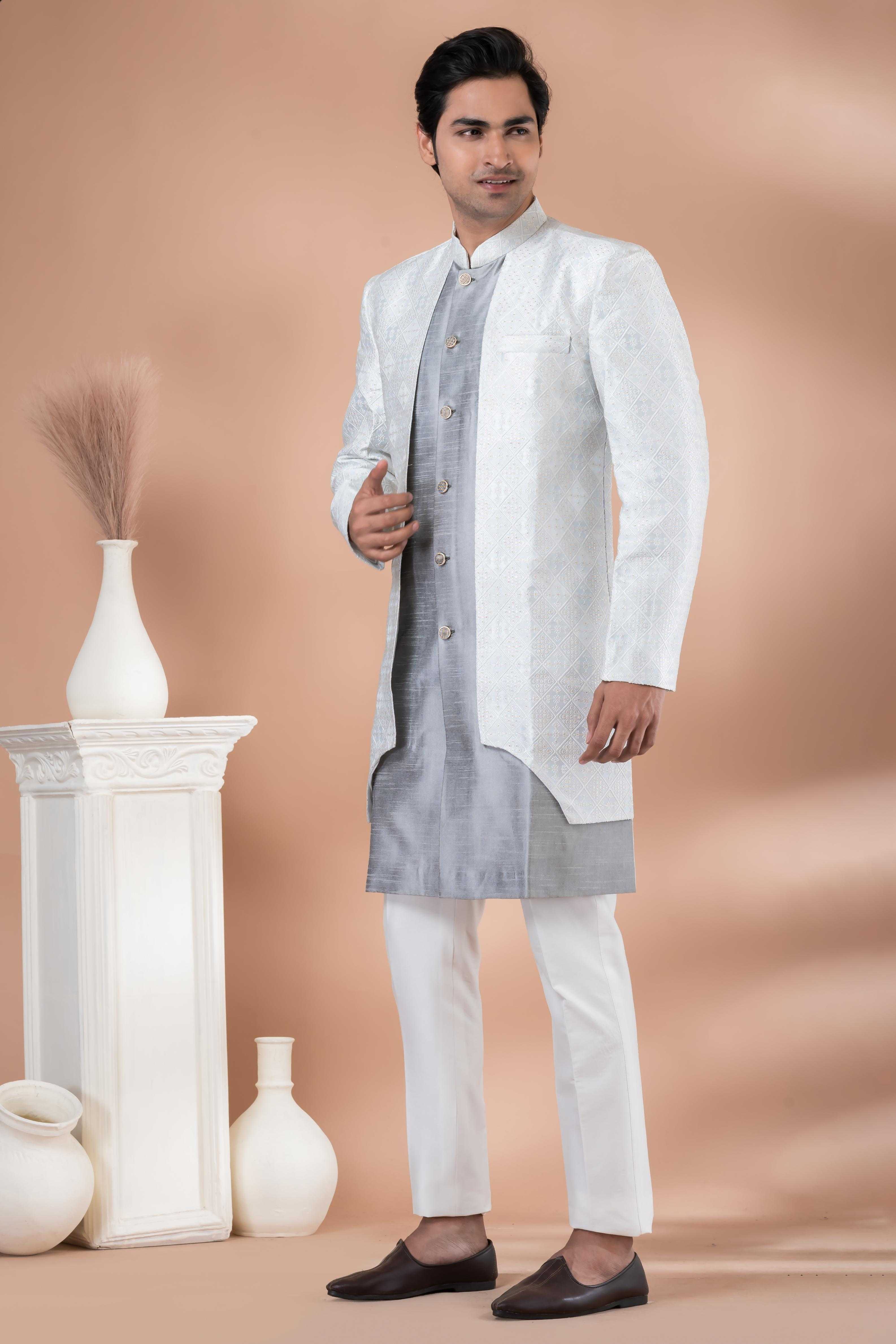 Ynf Banarasi Jacquard RIN223 1705 Mens Wear Wholesale Kurta Set with Jacket Designer Ethnic Set Indo Western Manufacturer