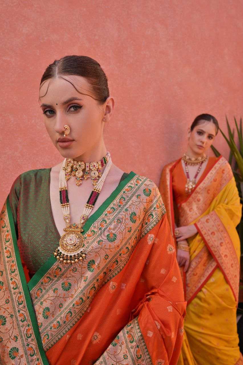 Ynf Banarasi Soft Silk KESH532 PAITHANI NISHA Sarees Wholesale Embroidered Sarees Zari Border Sarees Traditional Sarees Manufacturer