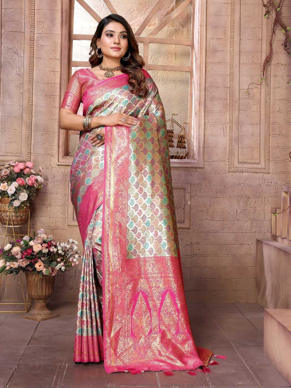 Ynf Banarasi Soft Silk RIN144 Chaturi-1 Silk Sarees Wedding Collections Festive Collections Wholesale Designer Silk Sarees Zari Border Silk Sarees Silk Sarees For Weddings Manufacturer