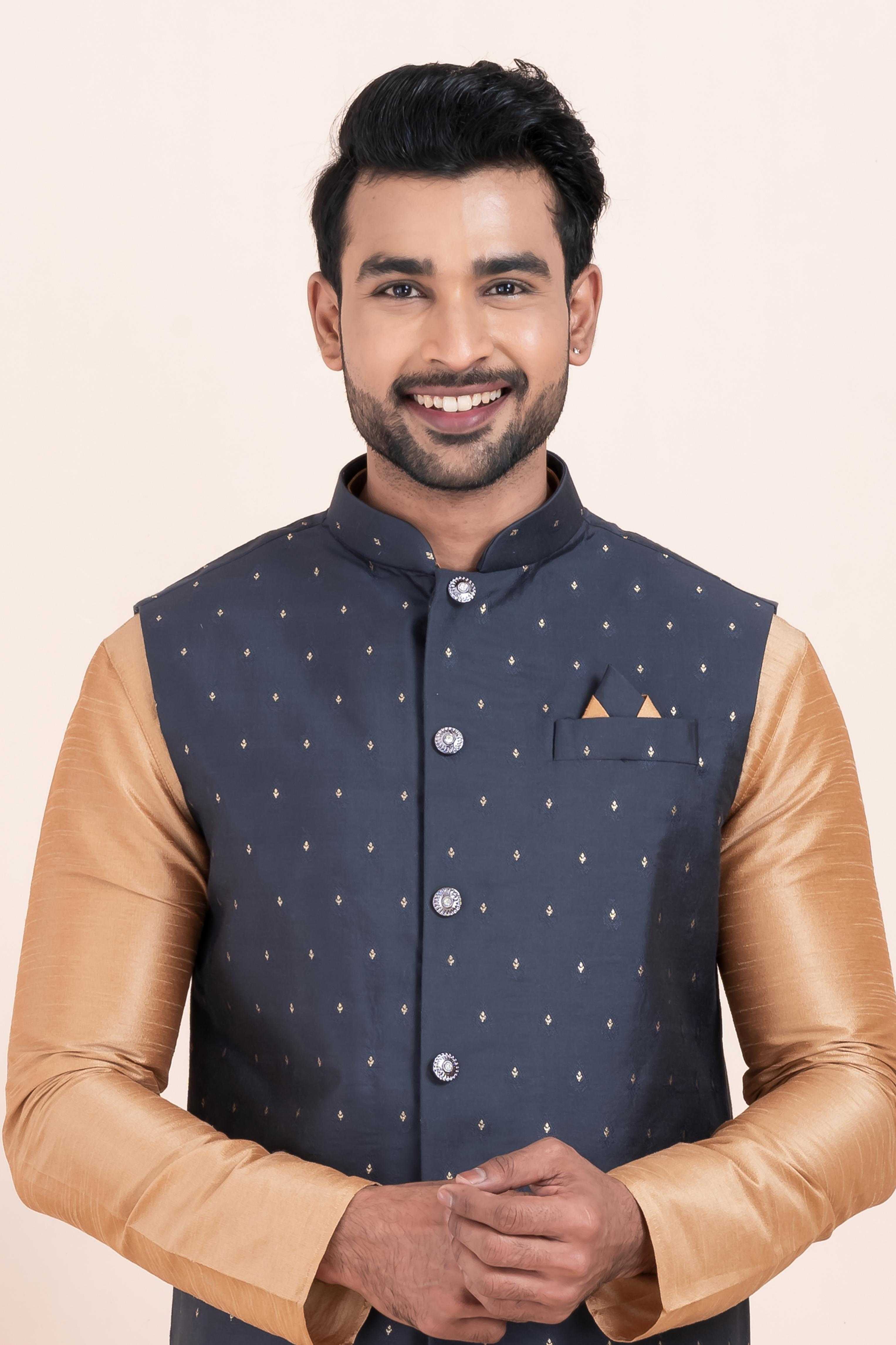 Ynf Banarasi Soft Silk RIN223 2364B Mens Wear Wholesale Nehru Jacket Festive & Wedding Coats Modi Jackets Manufacturer