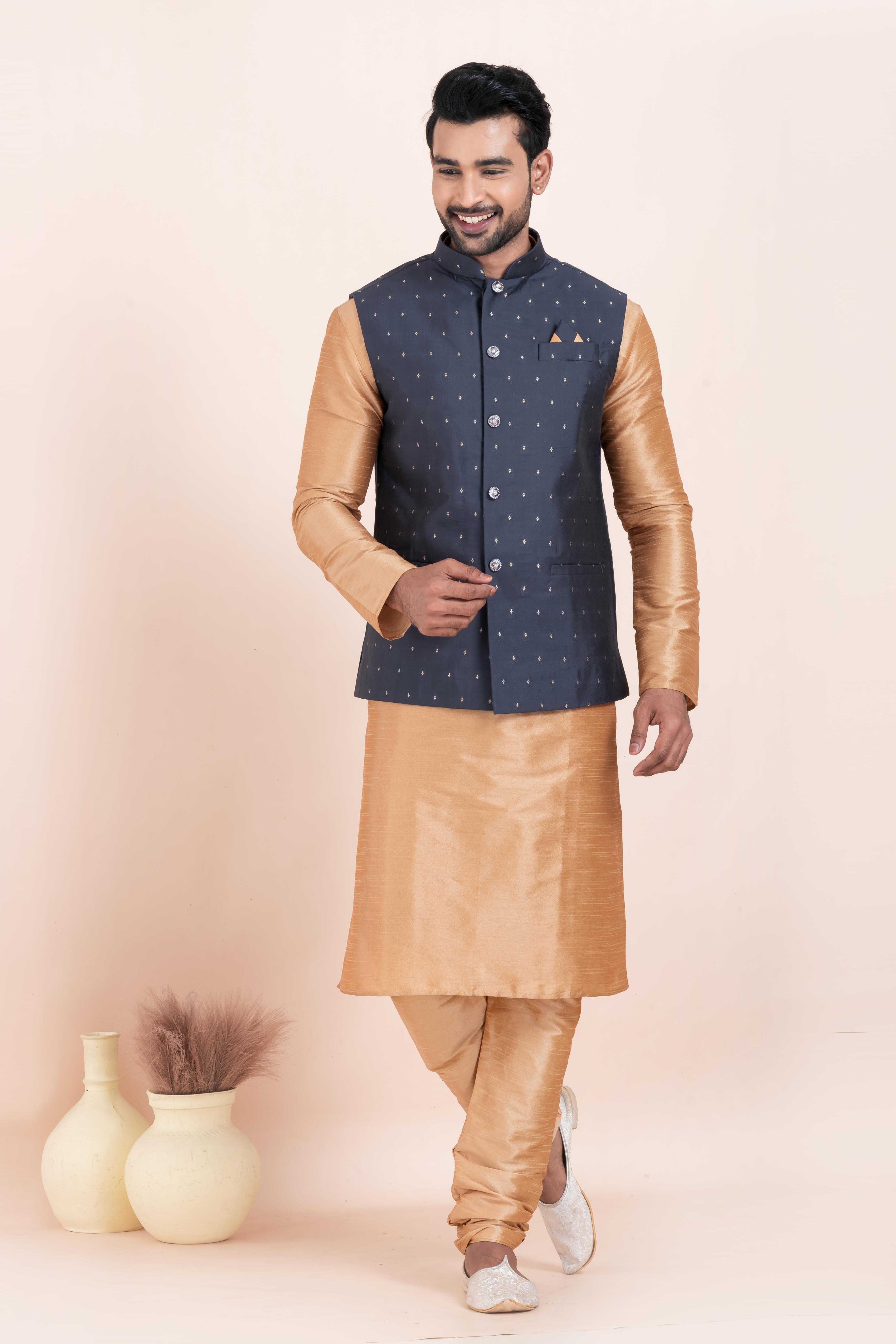 Ynf Banarasi Soft Silk RIN223 2364C Mens Wear Wholesale Nehru Jacket Festive & Wedding Coats Modi Jackets Manufacturer