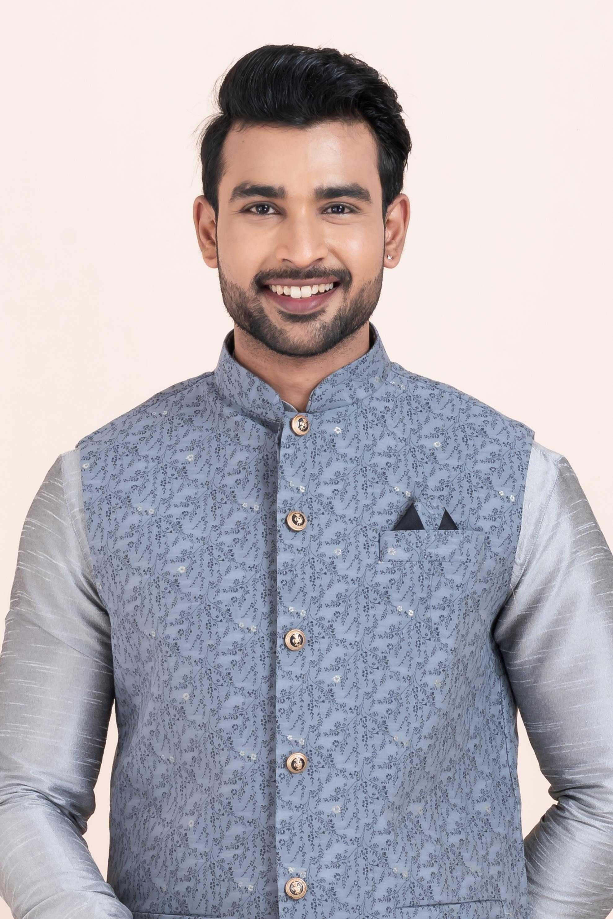 Ynf Banarasi Soft Silk RIN223 2365C Mens Wear Wholesale Nehru Jacket Festive & Wedding Coats Modi Jackets Manufacturer